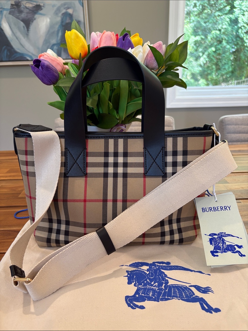 Authentic Small Burberry Tote / Crossbody Bag